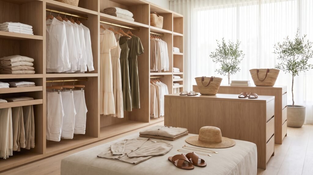 closet displaying summer wardrobe 2k 202607211100 closet displaying summer wardrobe 2k 202607211100