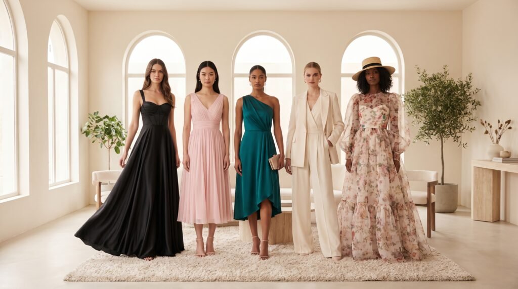 five women wearing dresses 2k 202607120939