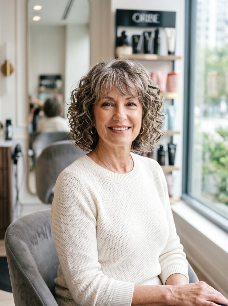 mature woman curly bob bangs 202607290950