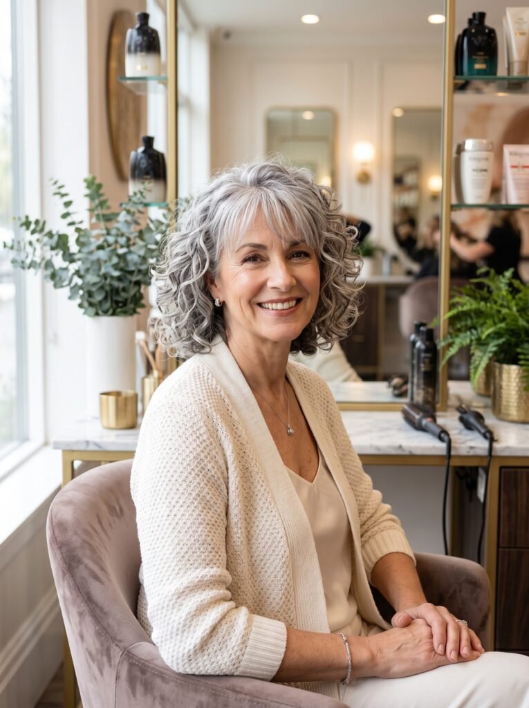mature woman gray curly bob 202607290949
