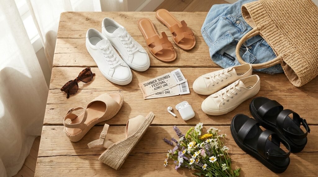 Concert Outfits Summer: 18 Stylish & Comfortable Outfit Ideas for Every Music Event (2026 Guide) summer concert shoes and accesso… 202607130936
