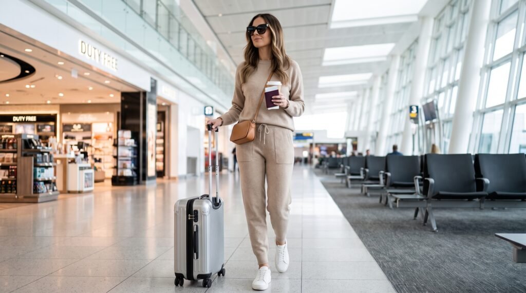 25 Best Outfits for Summer Travel You'll Love (2026) traveler with passport and coffee 202607141002
