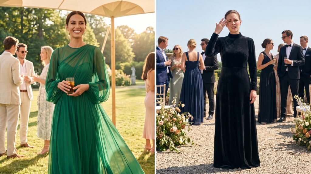woman comparing gowns summer wed… 202607120930