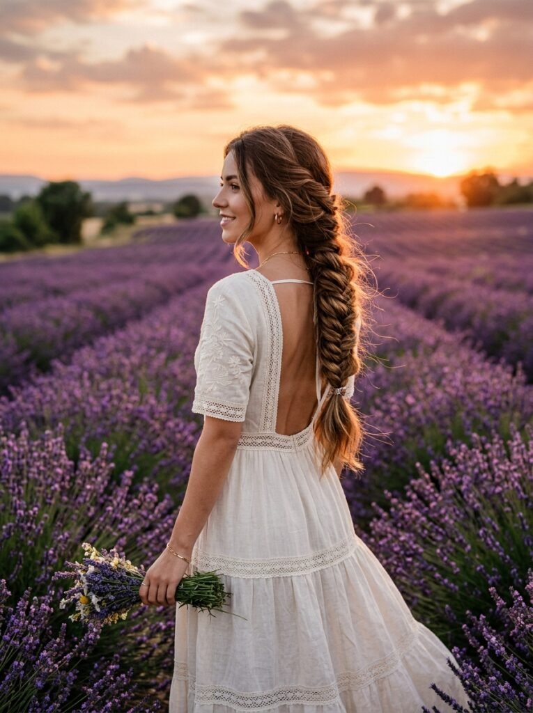 woman standing in lavender field 202607231212