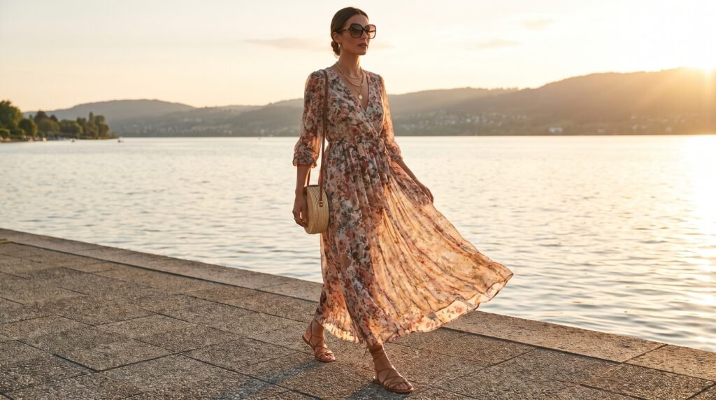 Summer Outfits for Ladies: 18 Chic & Comfortable Outfit Ideas to Stay Stylish in 2026 woman walking beside lakeside pr… 202607200930