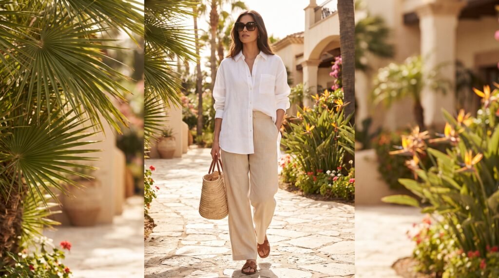 Summer Outfits for Ladies: 18 Chic and Comfortable Looks to Stay Stylish in 2026 woman walking in resort 2k 202607160951