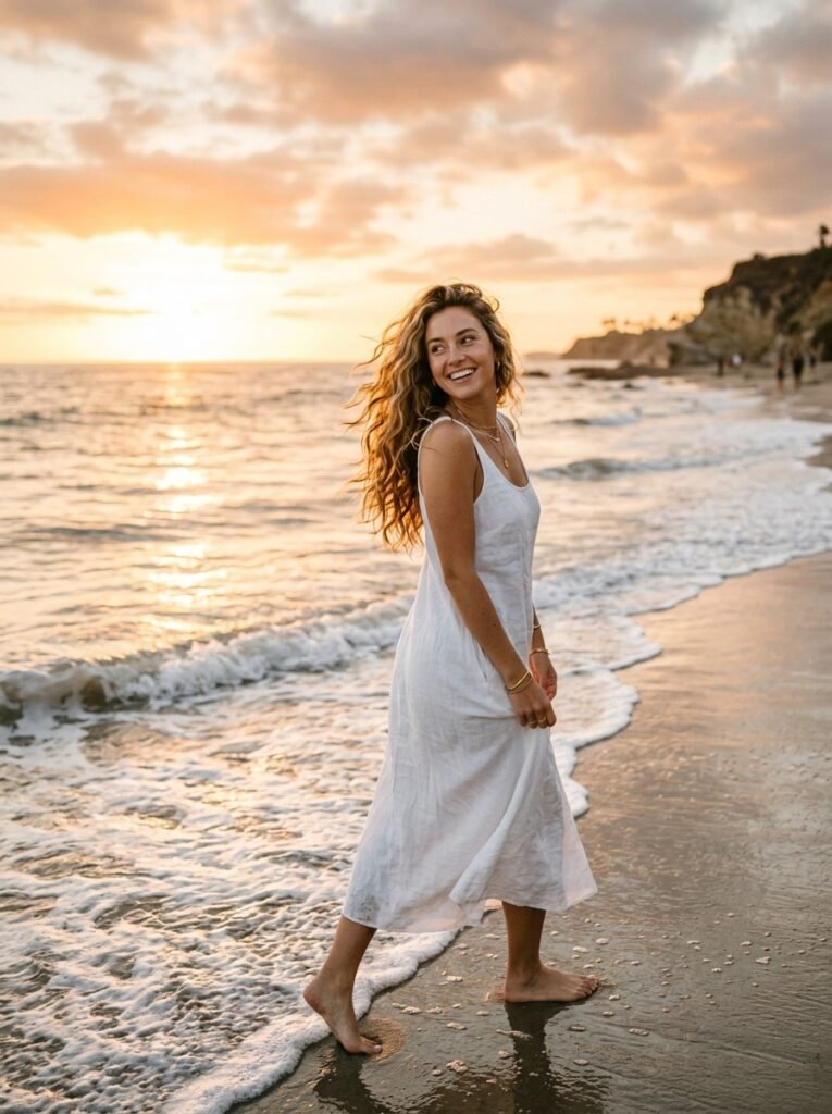woman walking near ocean 202607231211