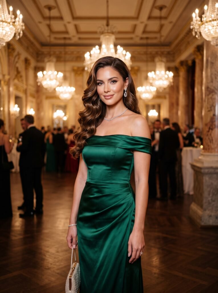 woman wearing satin evening gown 202607231211