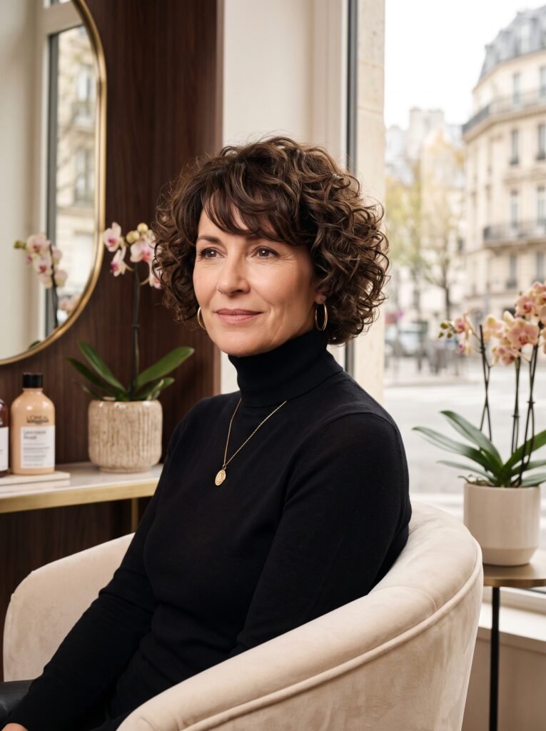 woman with french curly bob 202607290944
