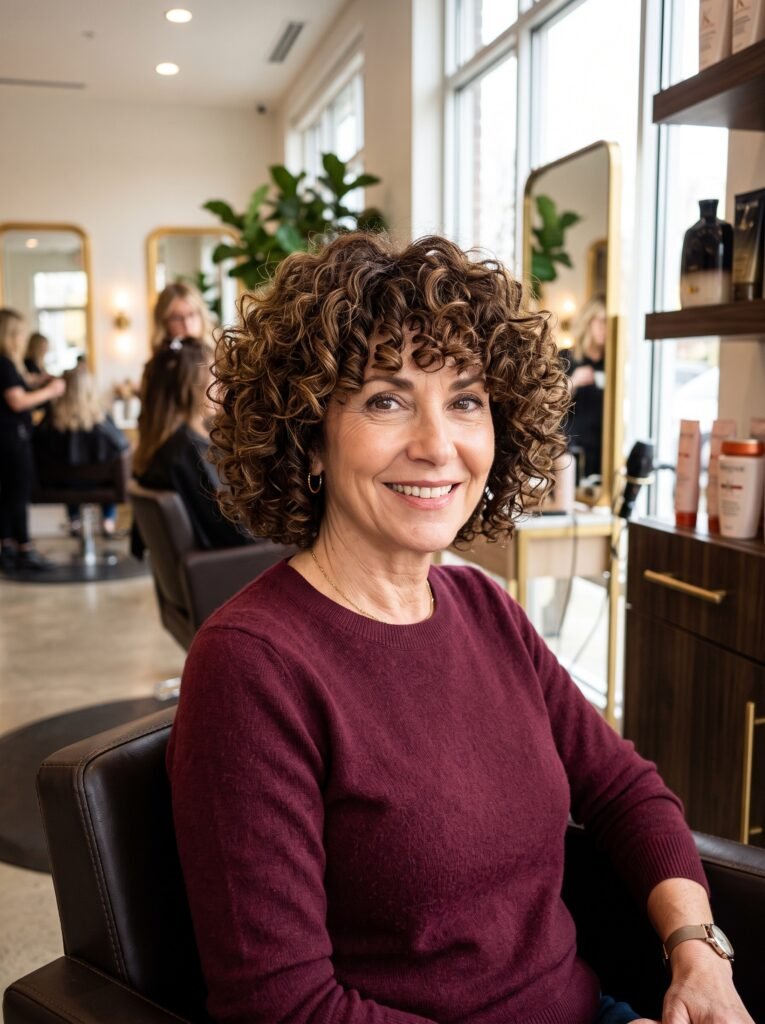 woman with curly bob bangs 202607290942