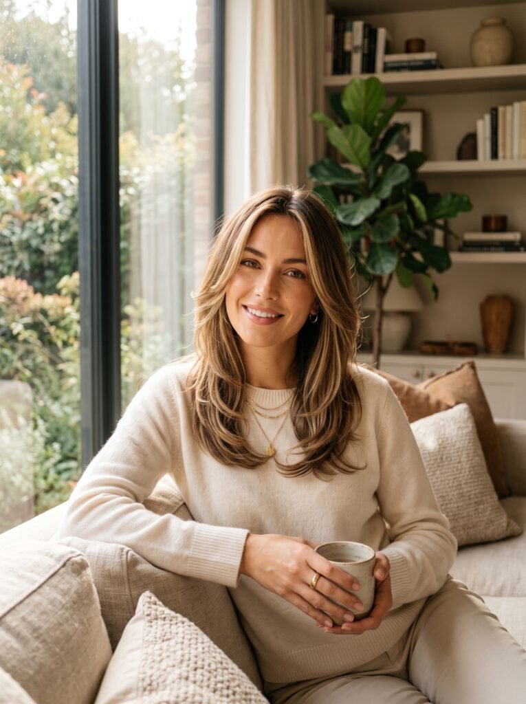 woman with curtain layers 2k 202607280935