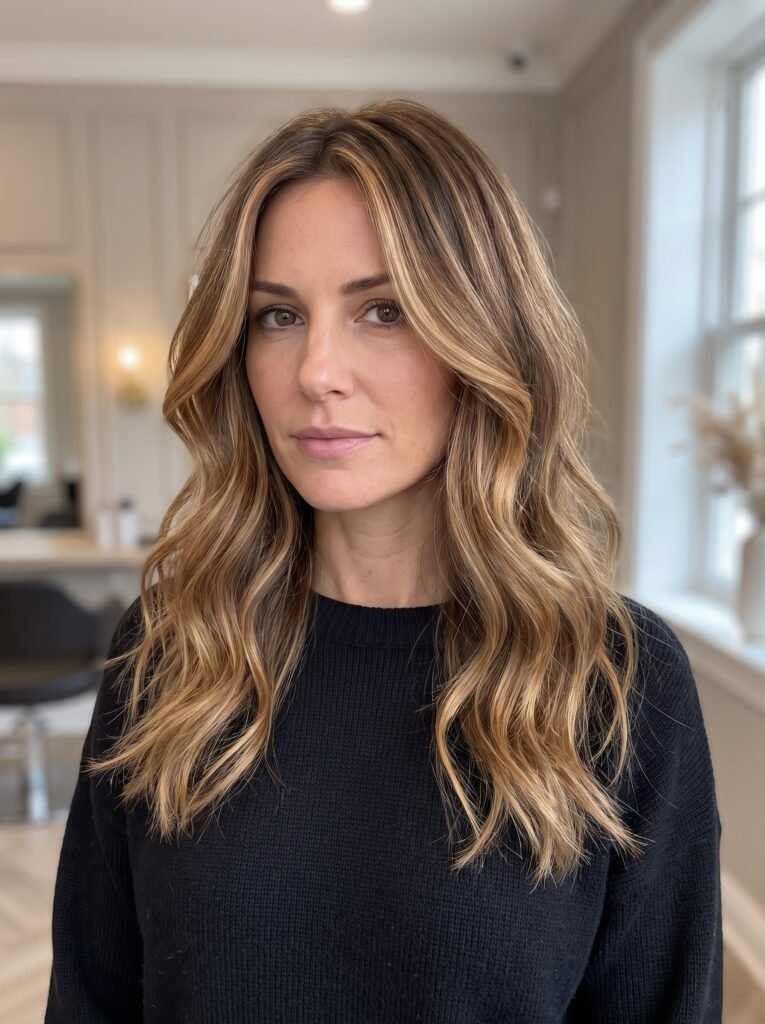 woman with layered hair highlights 202607271419