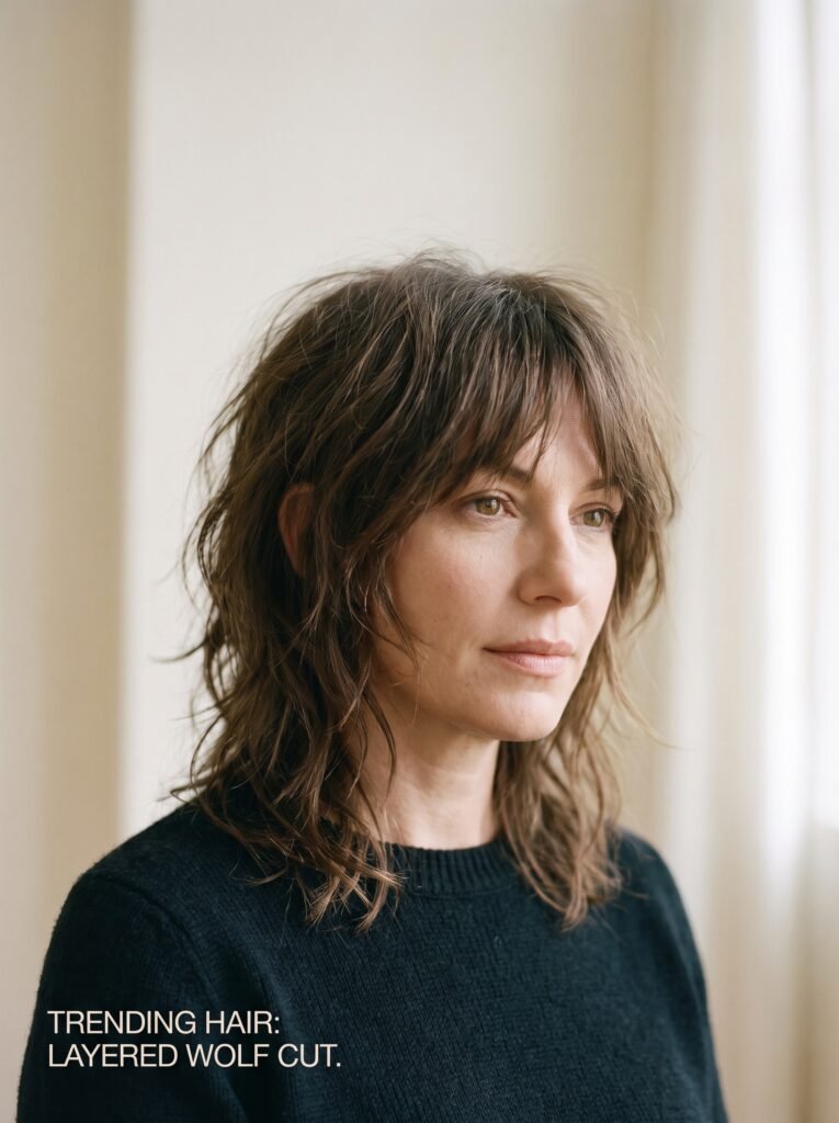 woman with layered wolf cut 202607271409