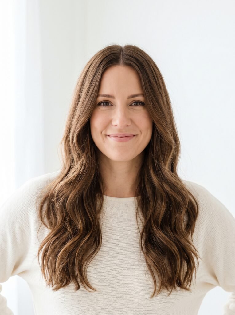 woman with middle parted long waves 202607271413