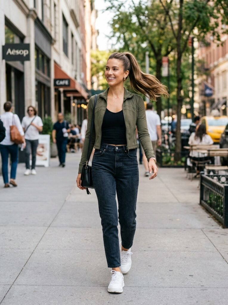 woman with ponytail city street 202607231211