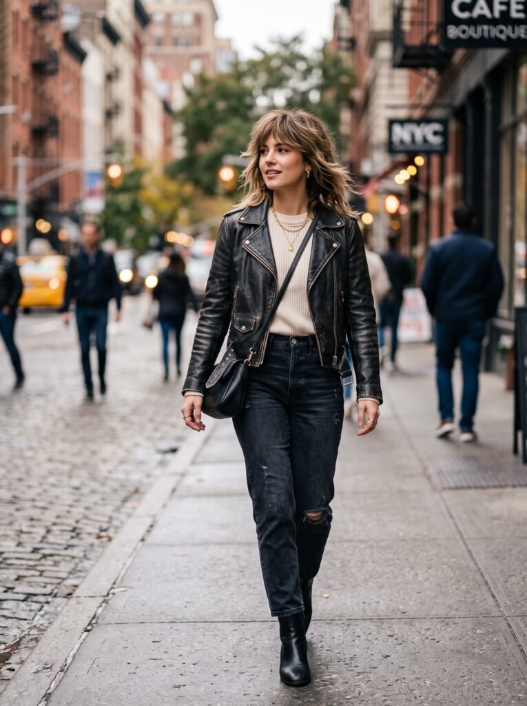 woman with shag haircut leather 202607280934