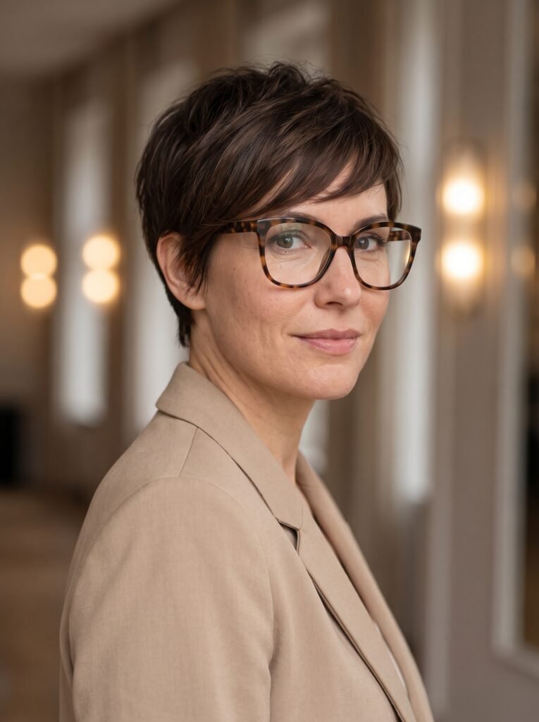 003 image 2 textured pixie with side swept bangs photo woman with pixie haircut eyeglasses 202608060821