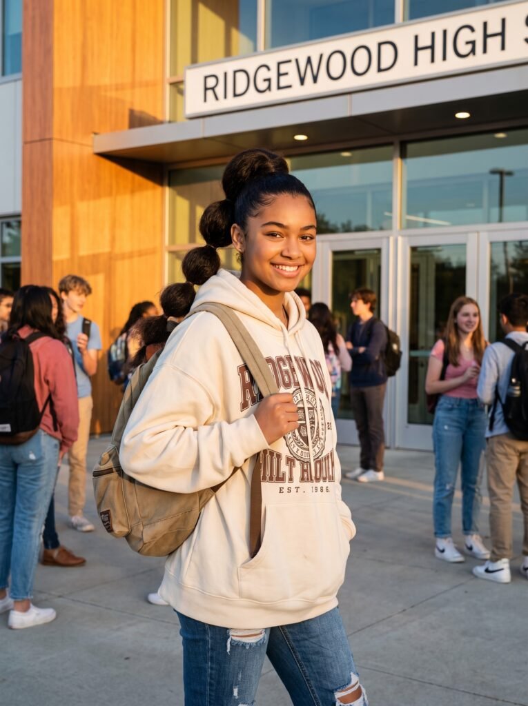 girl standing outside school ent… 202608070955