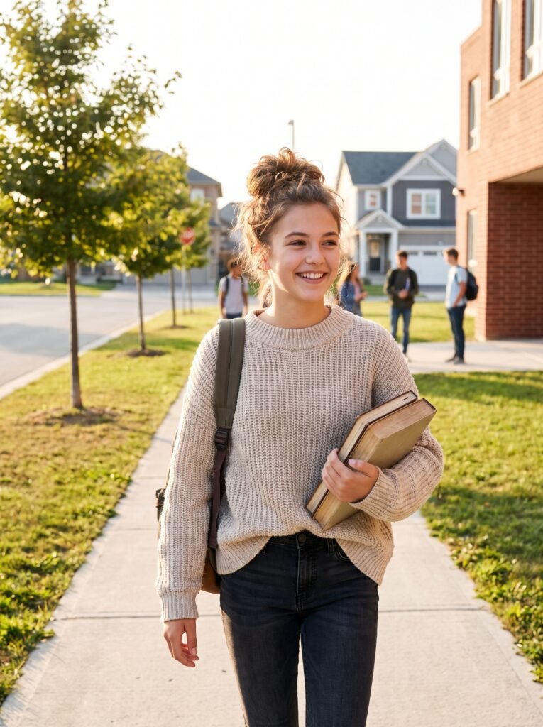 teen girl walking to school 202608070955