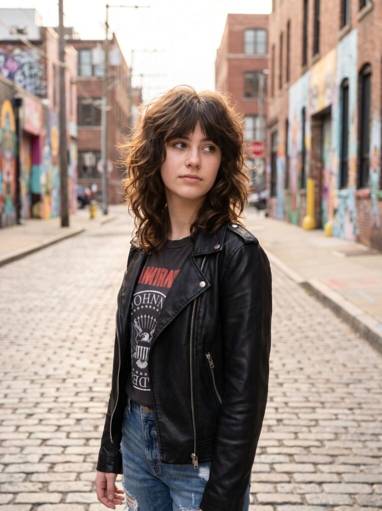 teenage girl with leather jacket 202608041421