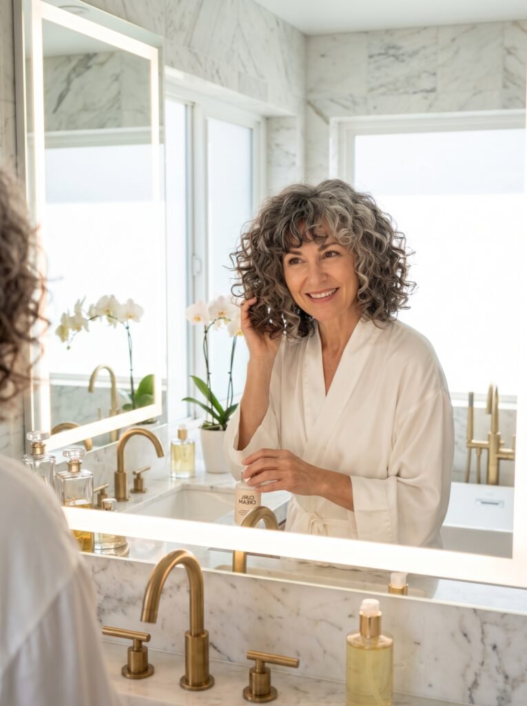 woman styling curly bob 2k 202608031419