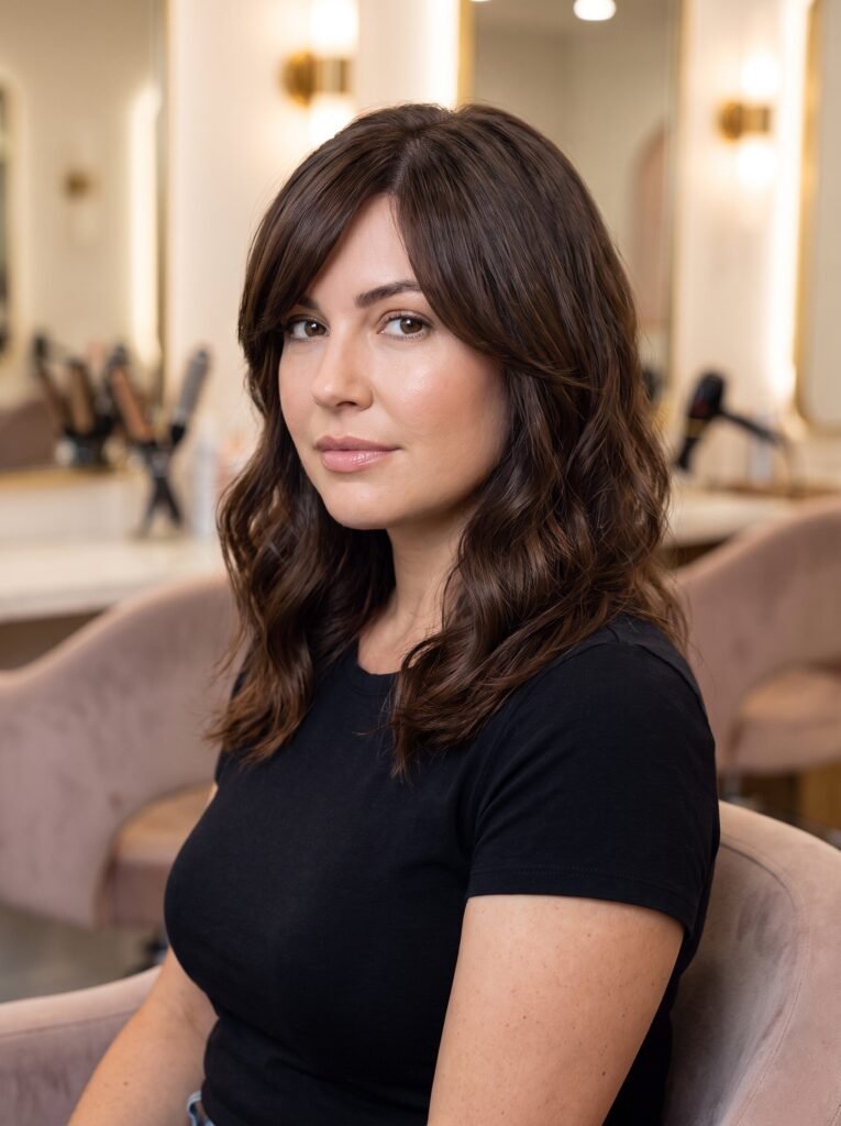 woman with brunette waves haircut 202608090932