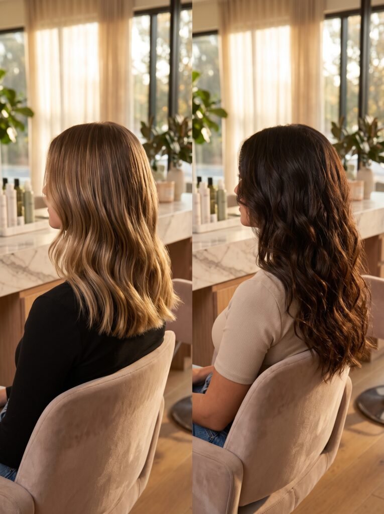 women comparing wavy haircuts 2k 202608120936